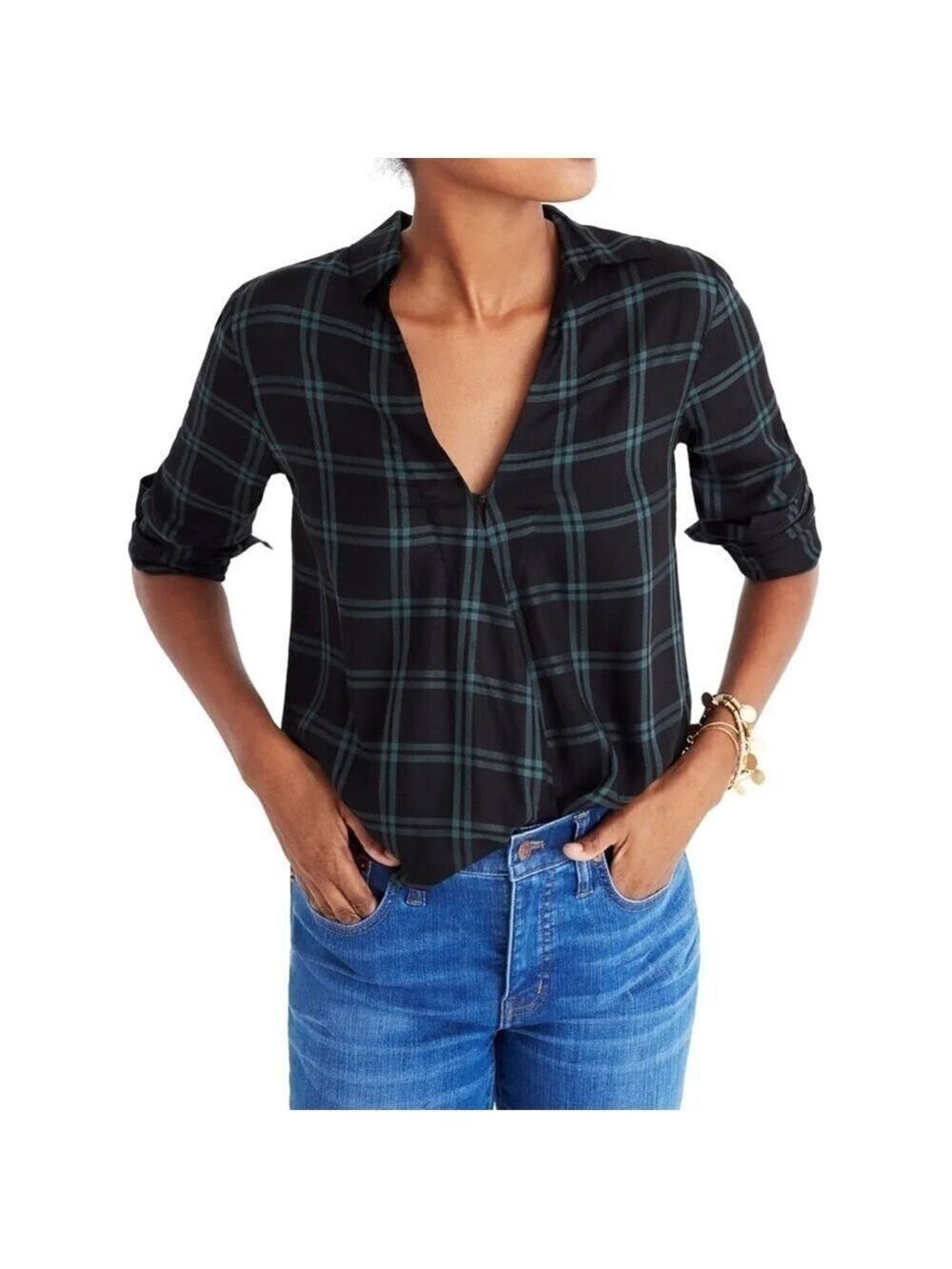 Madewell Wrap-Front Plaid Top